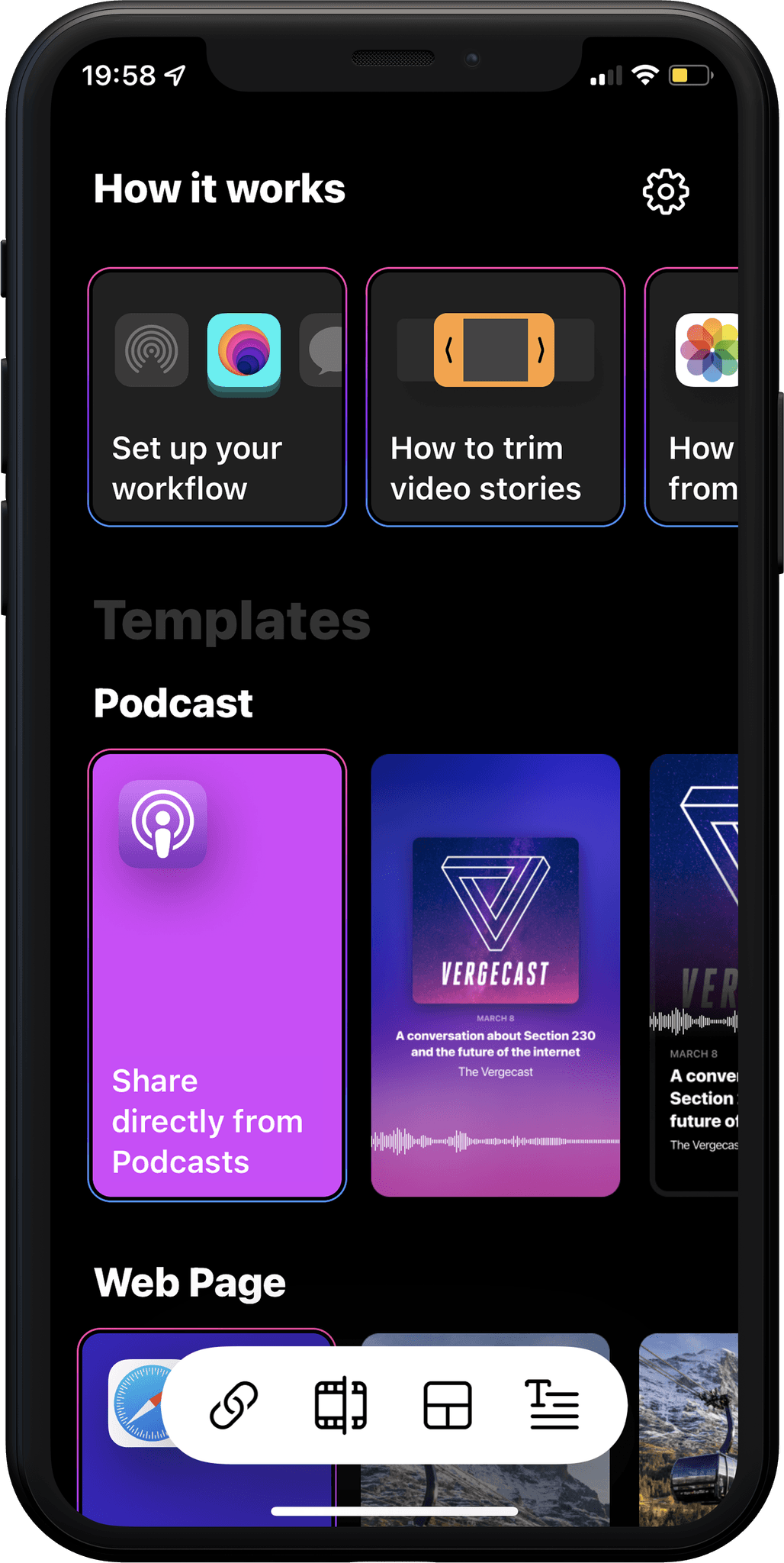 to Stories app screen